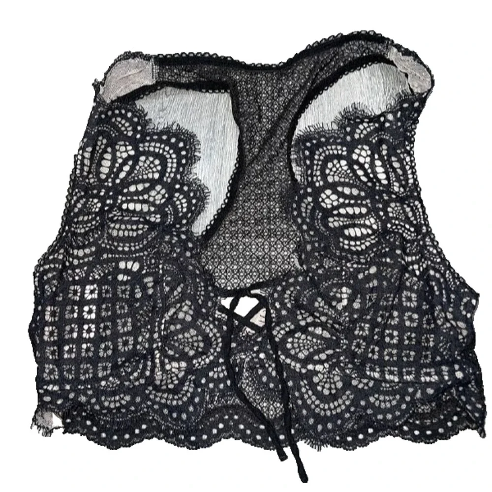 Victoria’s Secret Lace babydoll Y2K preppy bra Bralette Size Small Black A006412